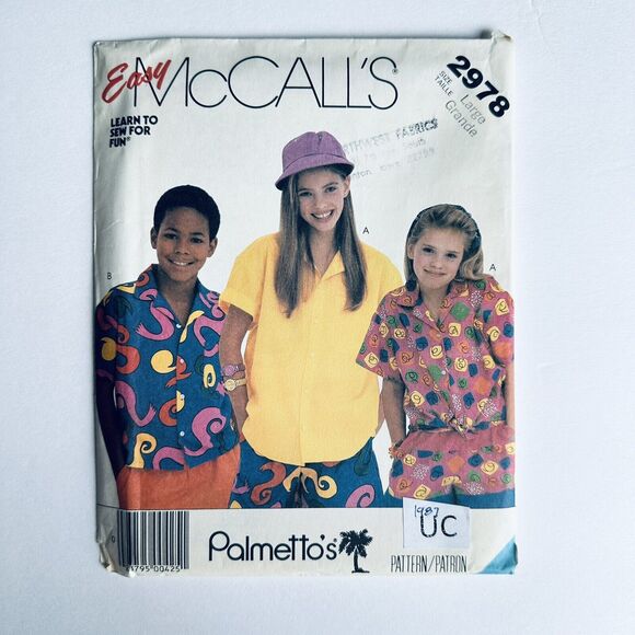 EASY SEWING PATTERN Vintage 80s McCalls 2978 Sz LARGE Boys/Girls Shirt UNCUT - Picture 1 of 2
